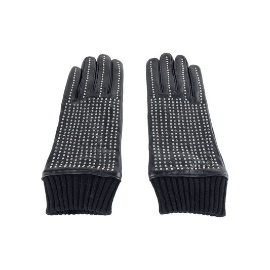 Cavalli Class Black Lambskin Men Glove Cavalli Class