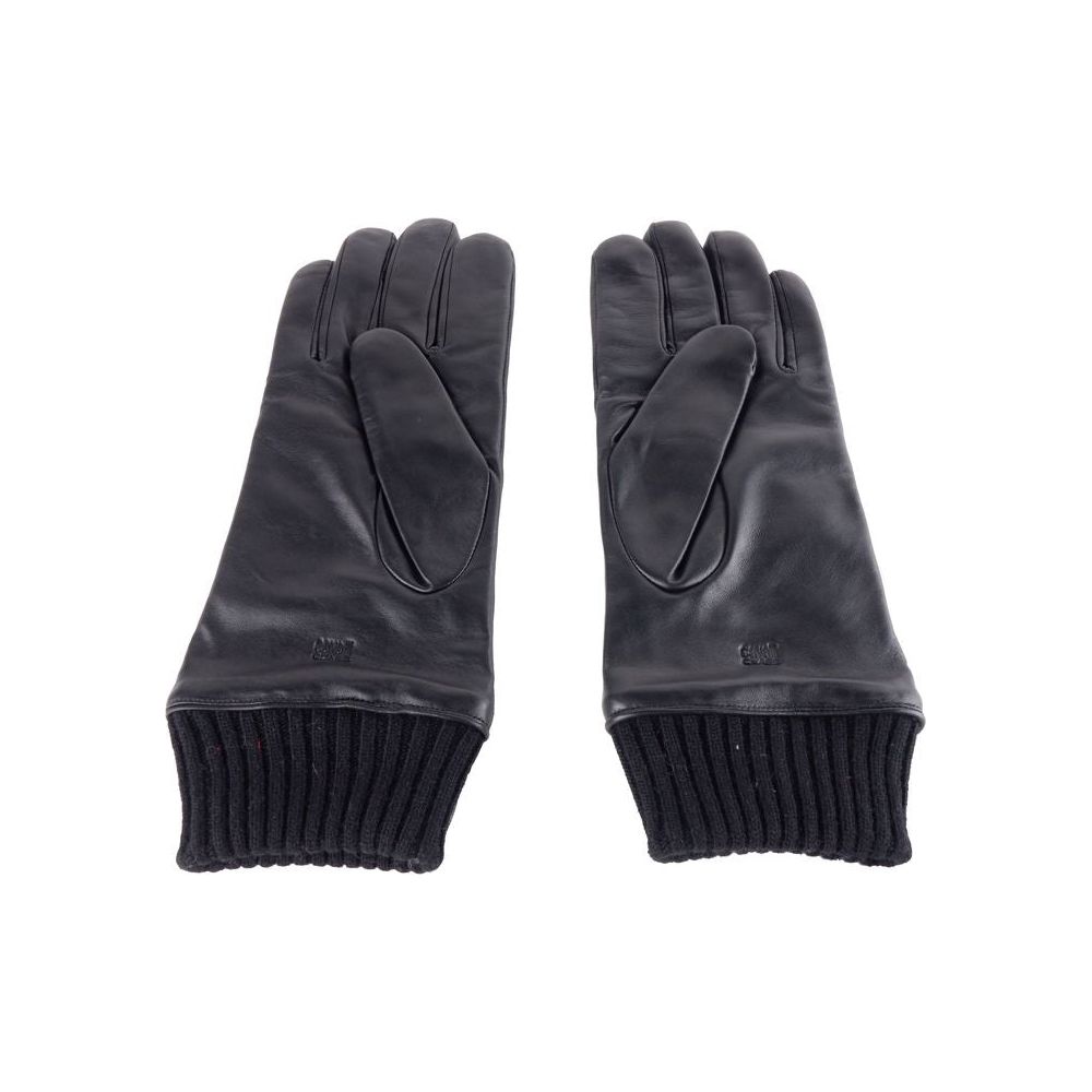 Cavalli Class Black Lambskin Men Glove Cavalli Class