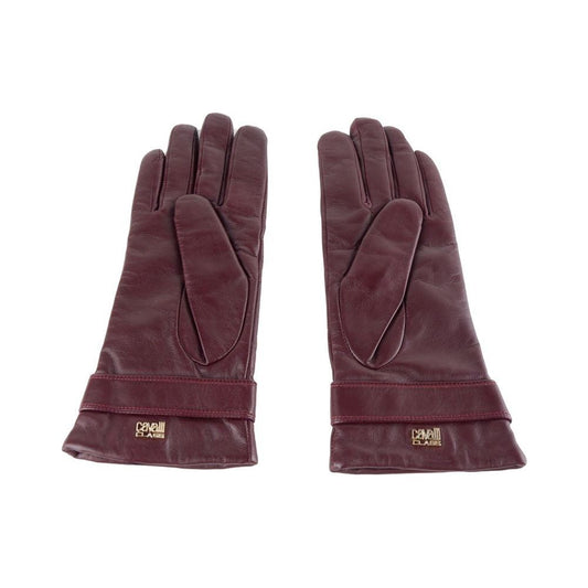 Cavalli Class Elegant Lambskin Leather Gloves in Red Cavalli Class