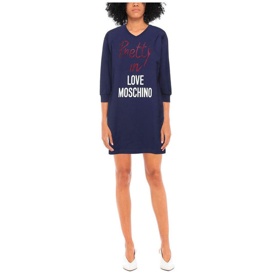 Love Moschino Blue Cotton Women Dress Love Moschino