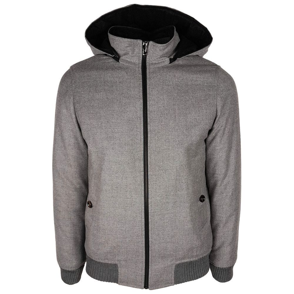 Made in Italy Elegant Wool-Cashmere Men's Jacket with Hood Made in Italy