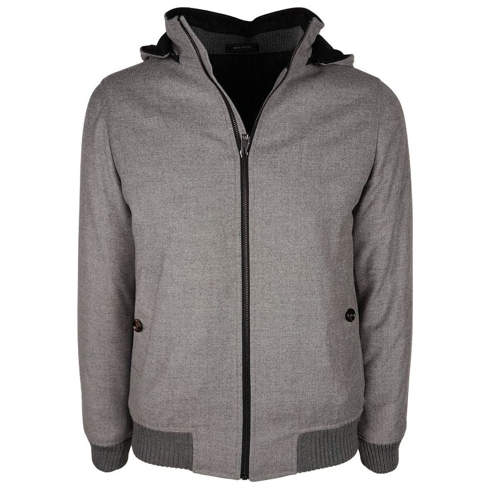 Made in Italy Elegant Wool-Cashmere Men's Jacket with Hood