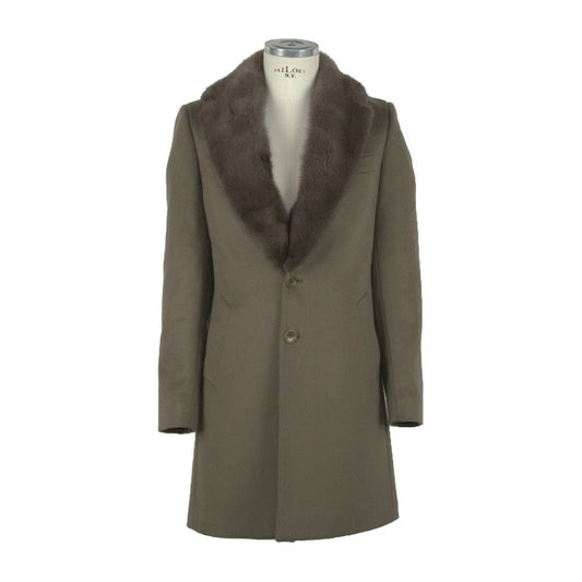 Made in Italy Elegant Italian Wool Mink Coat Made in Italy