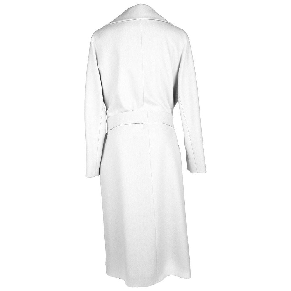 Made in Italy Elegant White Virgin Wool Coat Made in Italy