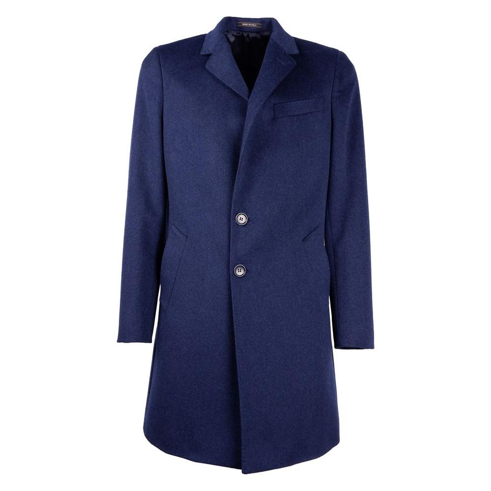 Made in Italy Navy Elegance Wool Coat for Men Made in Italy