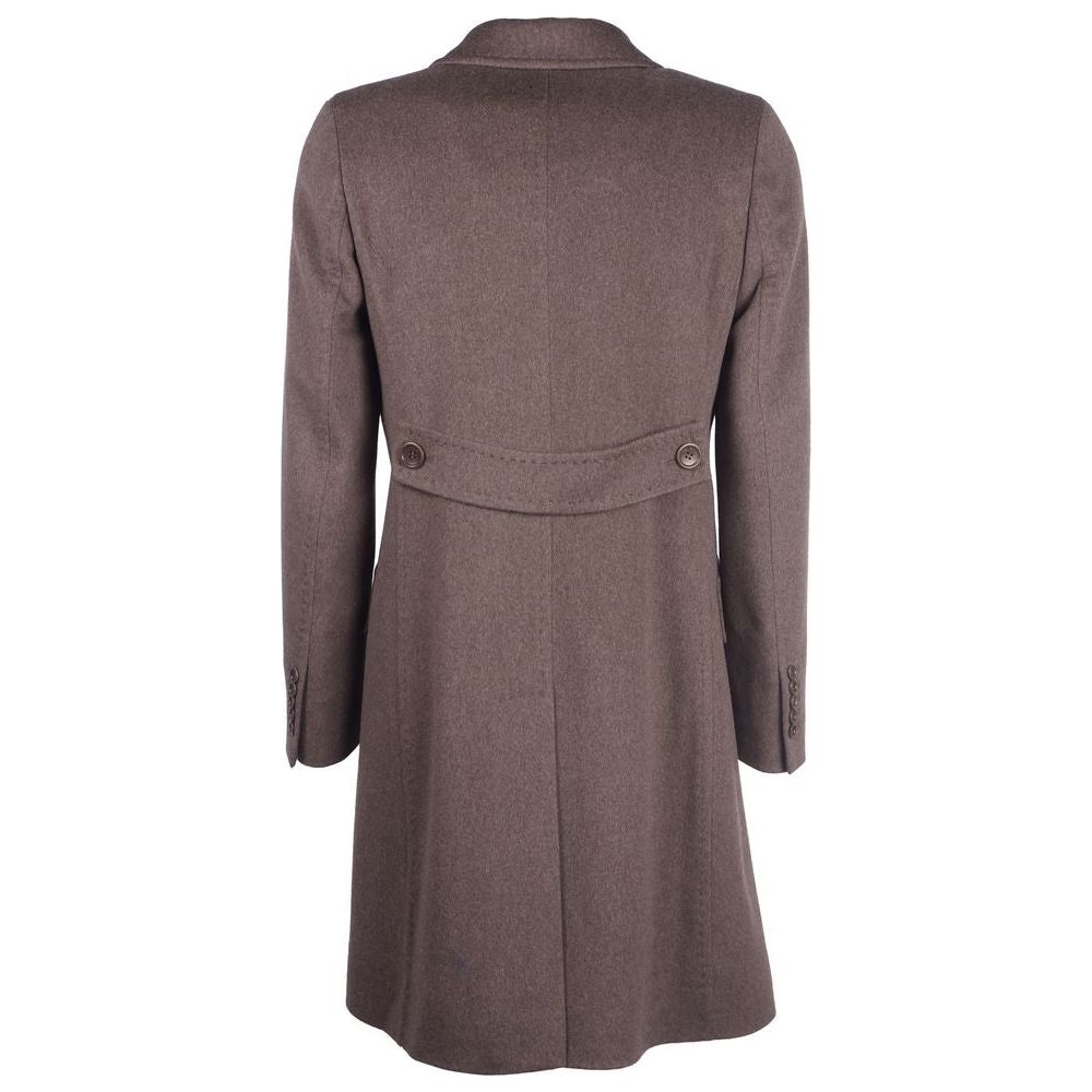 Made in Italy Elegant Woolen Brown Coat for Women Made in Italy