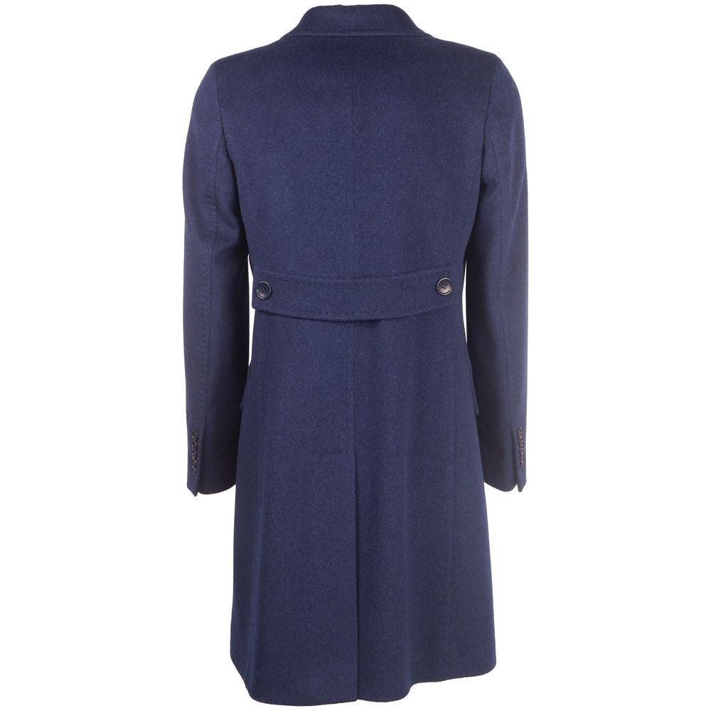 Made in Italy Elegant Virgin Wool Blue Coat for Her Made in Italy