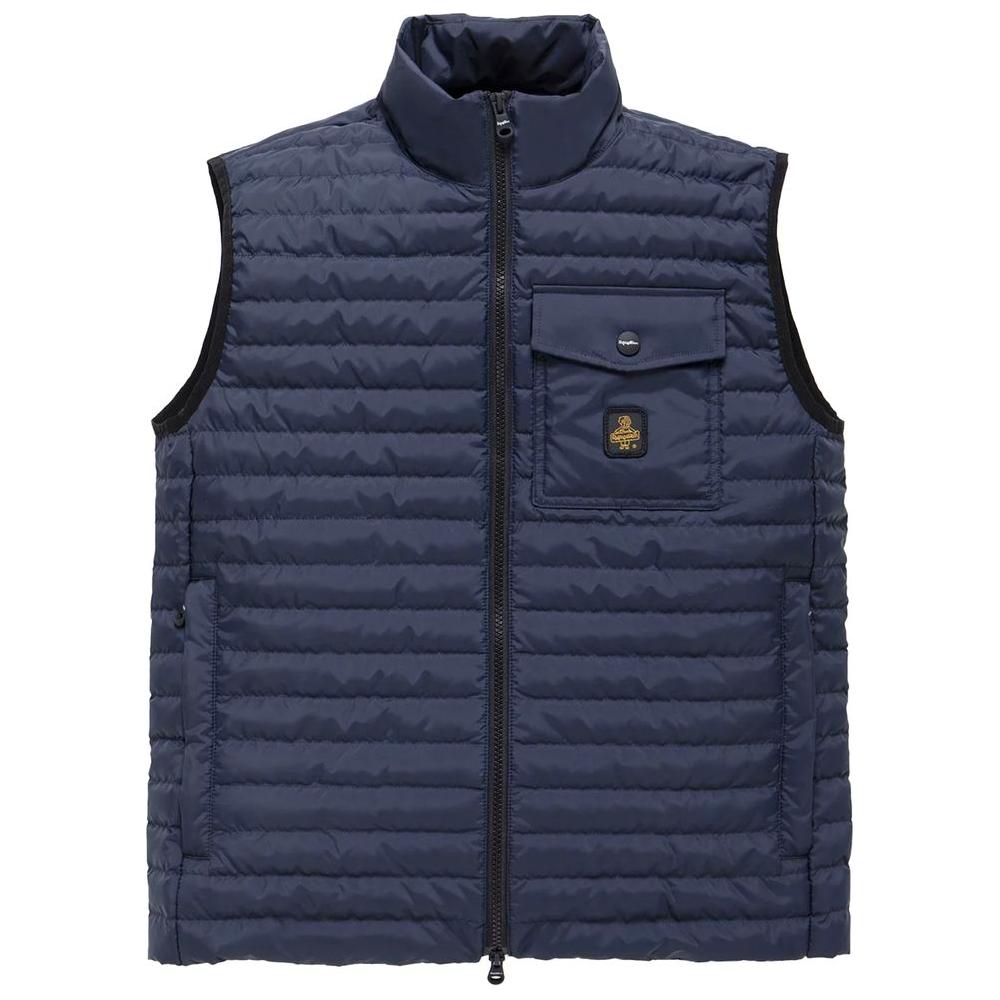 Refrigiwear Elegant Men's Down Vest in Sumptuous Blue Refrigiwear