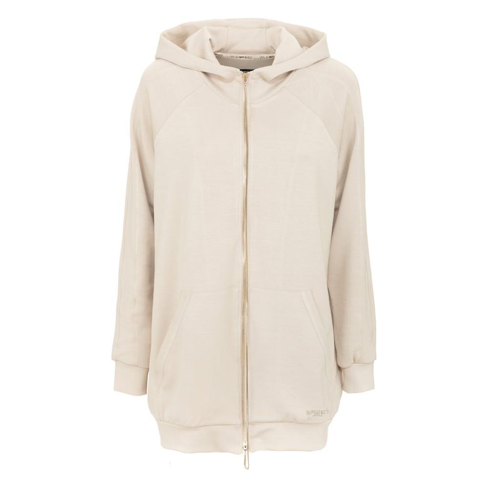 Imperfect Floral Back Print Beige Hoodie for Women Imperfect