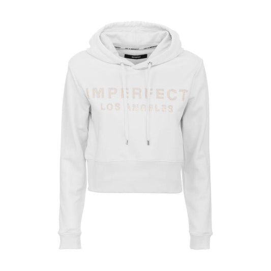 Imperfect White Cotton Women Hoodie Imperfect