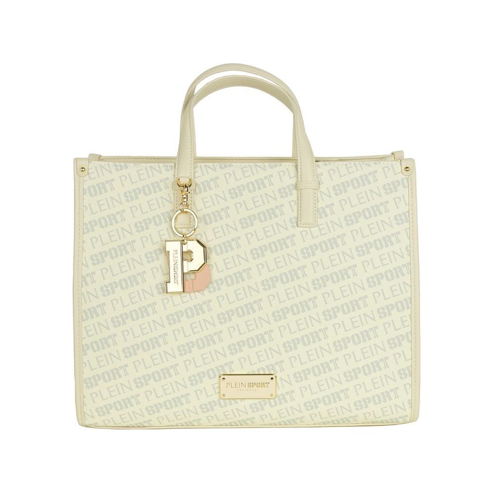 Plein Sport Stunning White Tote Bag with Cross Belt Plein Sport