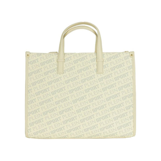 Plein Sport Stunning White Tote Bag with Cross Belt Plein Sport