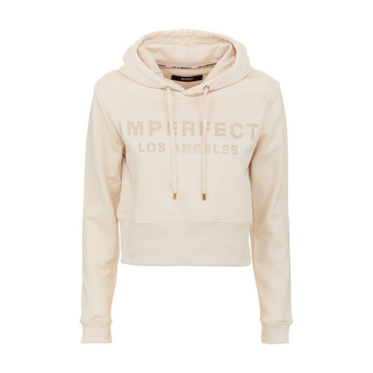 Imperfect Beige Cotton Women Hoodie Imperfect