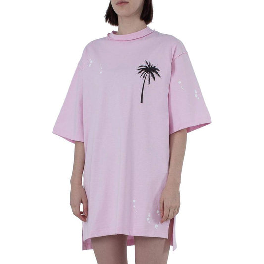 Comme Des Fuckdown Chic Pink Cotton T-Shirt Dress with Unique Print Comme Des Fuckdown