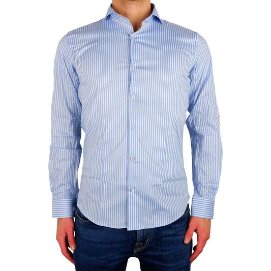 Made in Italy Elegant Milano Light Blue Cotton Shirt Made in Italy