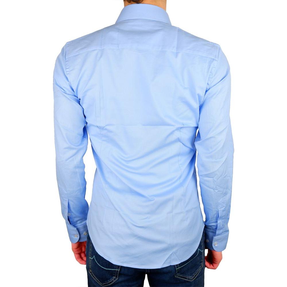 Made in Italy Elegant Milano Light Blue Gabardin Shirt Made in Italy