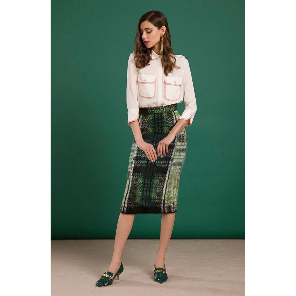 Elisabetta Franchi Chic Tartan Knit Skirt in Lush Green Elisabetta Franchi