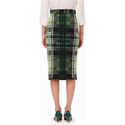 Elisabetta Franchi Chic Tartan Knit Skirt in Lush Green Elisabetta Franchi