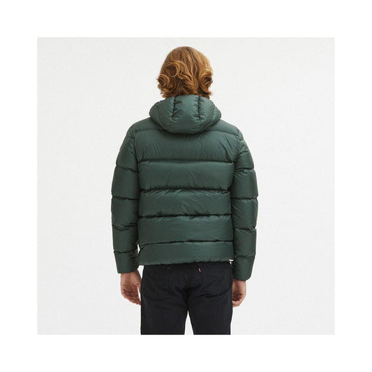 Centogrammi Sleek Dark Green Hooded Winter Jacket Centogrammi