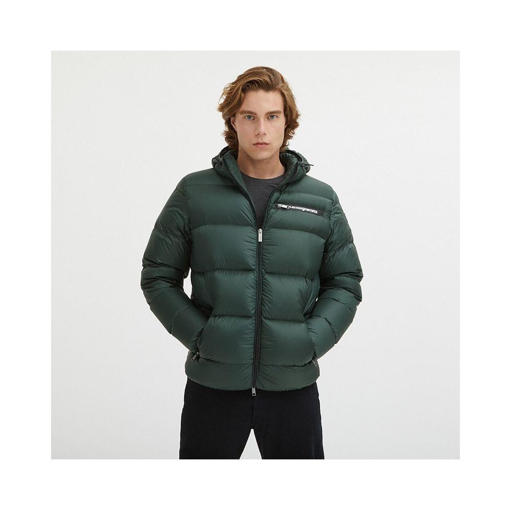 Centogrammi Sleek Dark Green Hooded Winter Jacket Centogrammi