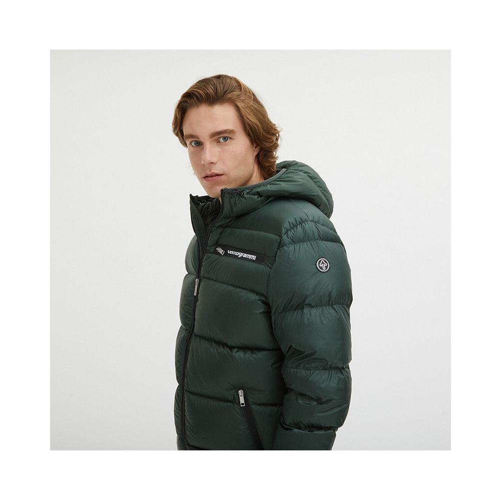 Centogrammi Sleek Dark Green Hooded Winter Jacket Centogrammi