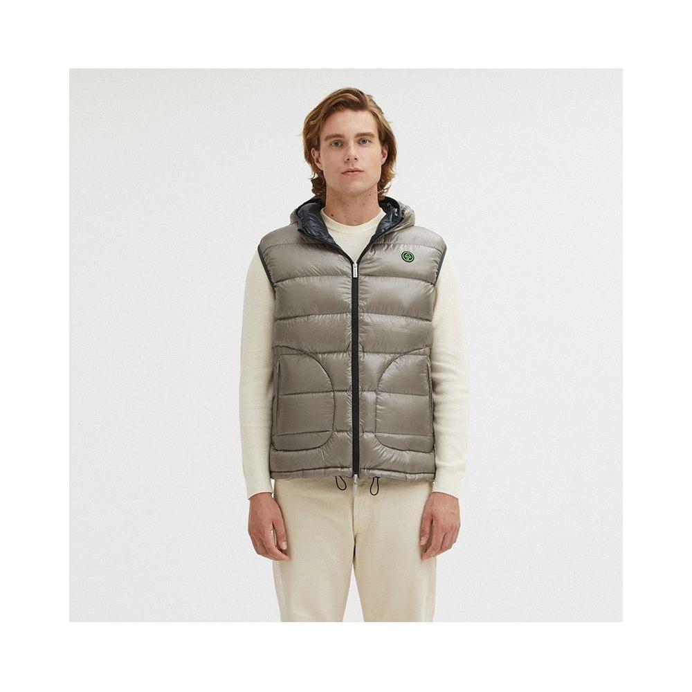 Centogrammi Reversible Goose Down Hooded Vest in Gray Centogrammi