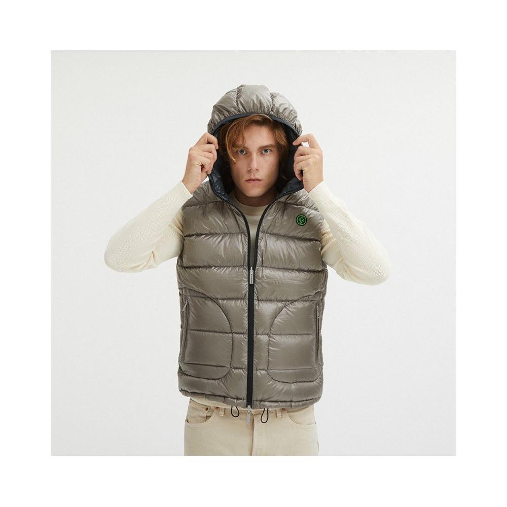 Centogrammi Reversible Goose Down Hooded Vest in Gray Centogrammi