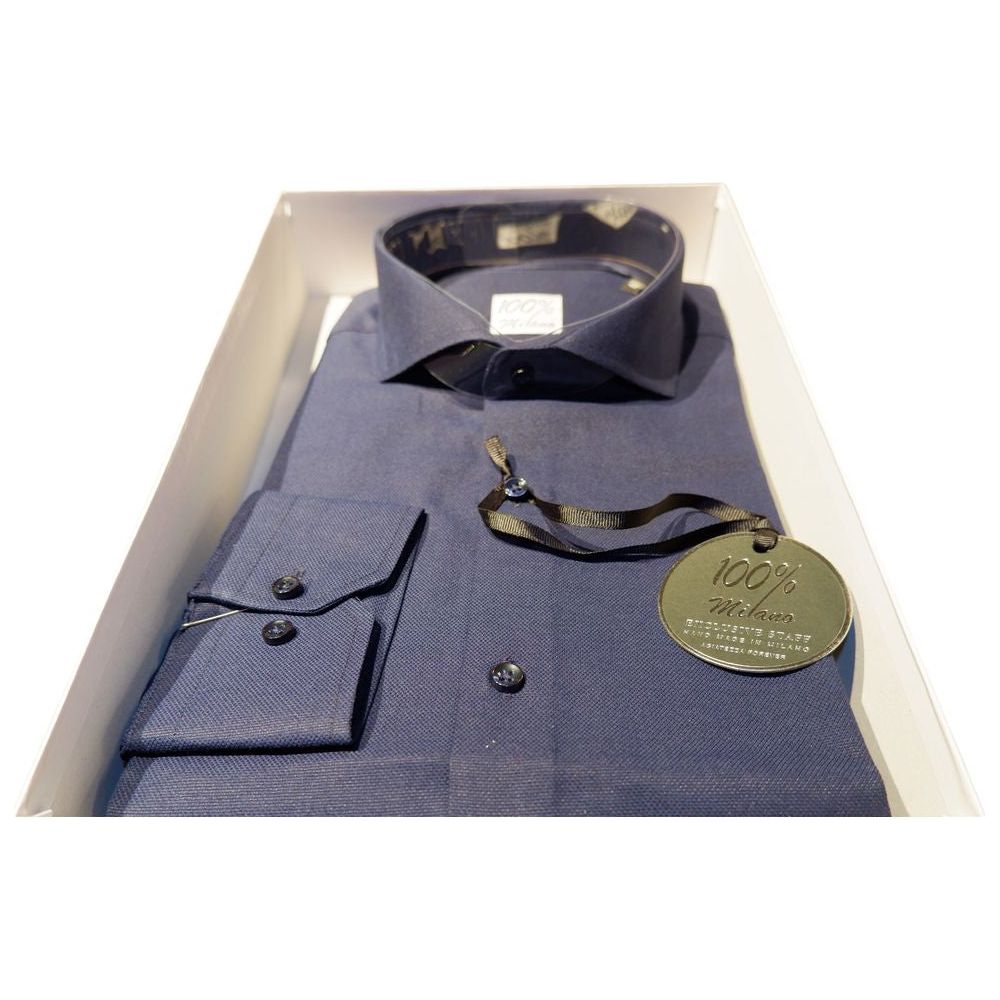 Made in Italy Elegant Blue Oxford Shirt for Men Made in Italy