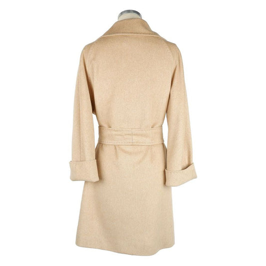 Made in Italy Elegant Beige Wool Women's Coat WOMAN COATS & JACKETS Made in Italy