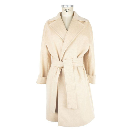 Made in Italy Elegant Wool Vergine Beige Women's Coat Made in Italy