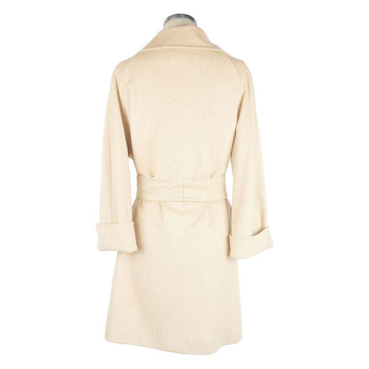 Made in Italy Elegant Wool Vergine Beige Women's Coat Made in Italy