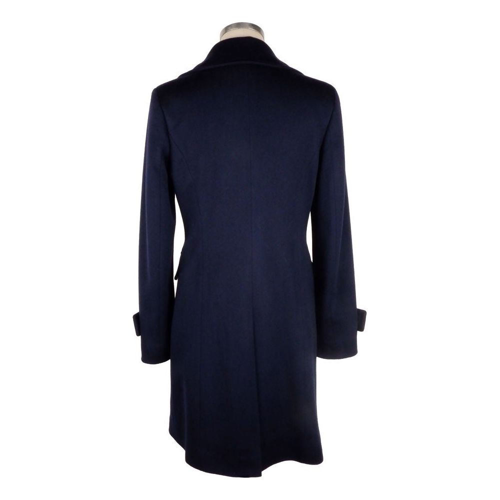 Made in Italy Elegant Blue Virgin Wool Ladies Coat WOMAN COATS & JACKETS Made in Italy