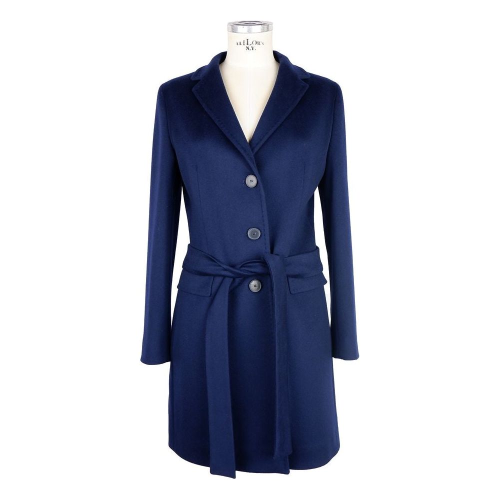 Made in Italy Elegant Wool Vergine Women's Blue Coat WOMAN COATS & JACKETS Made in Italy