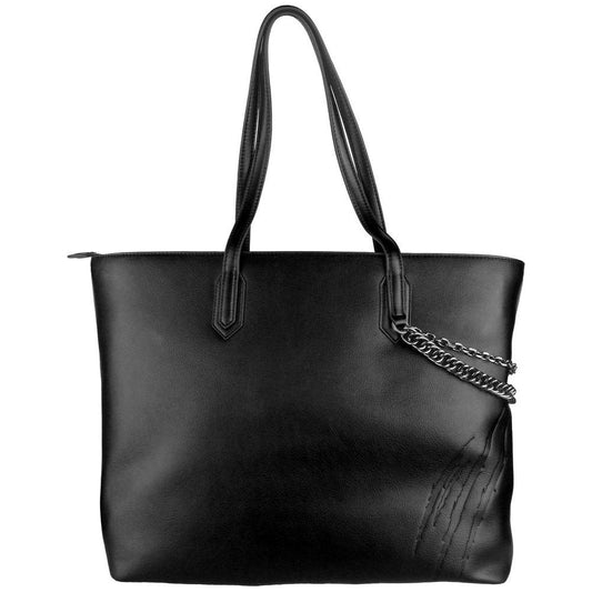 Plein Sport Chic Black Eco-Leather Shopper Tote WOMAN TOTES Plein Sport