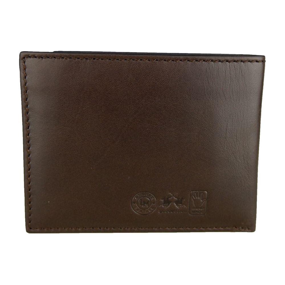 La Martina Elegant Dark Brown Leather Wallet MAN WALLETS La Martina