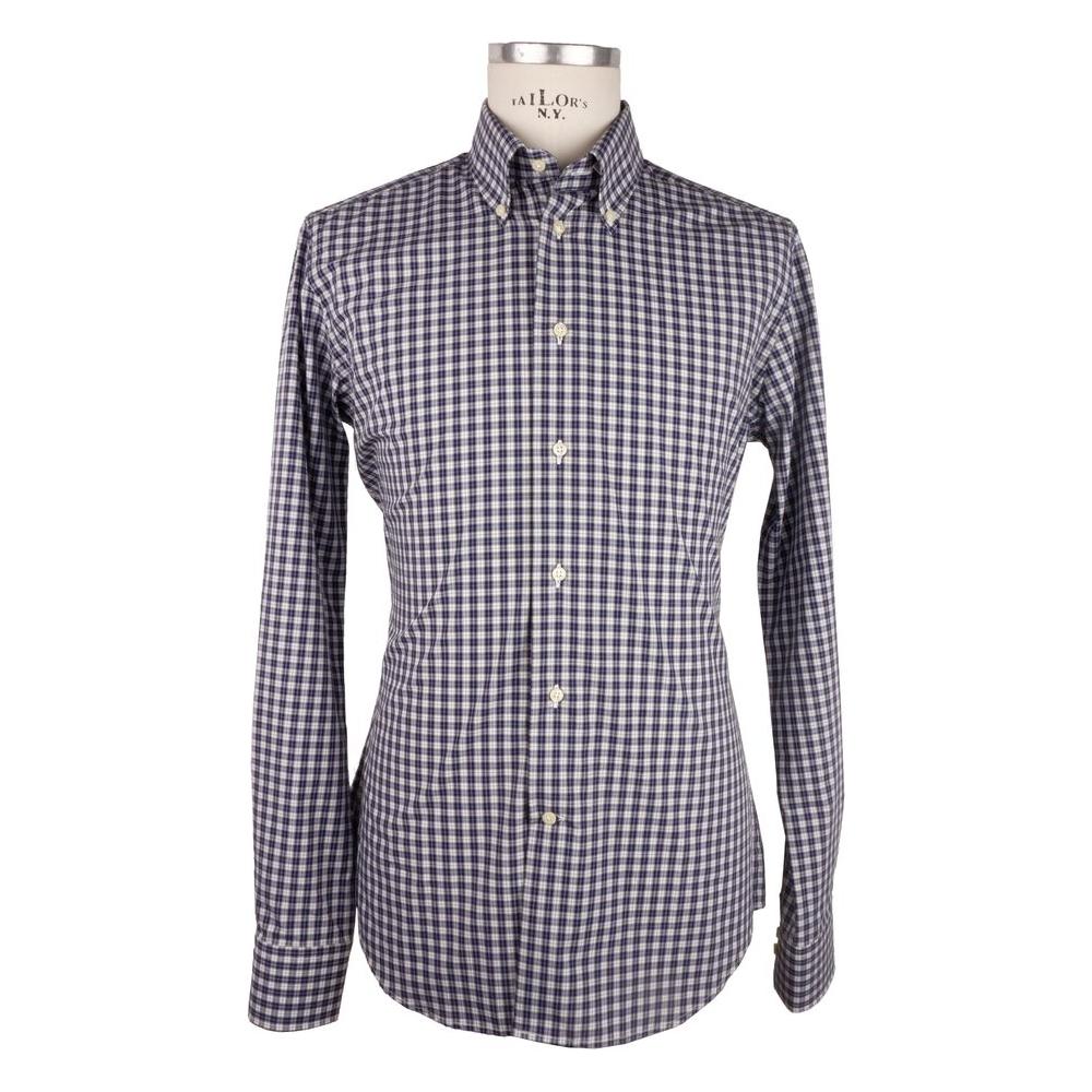 Made in Italy Elegant Milano Square-Patterned Cotton Shirt Made in Italy