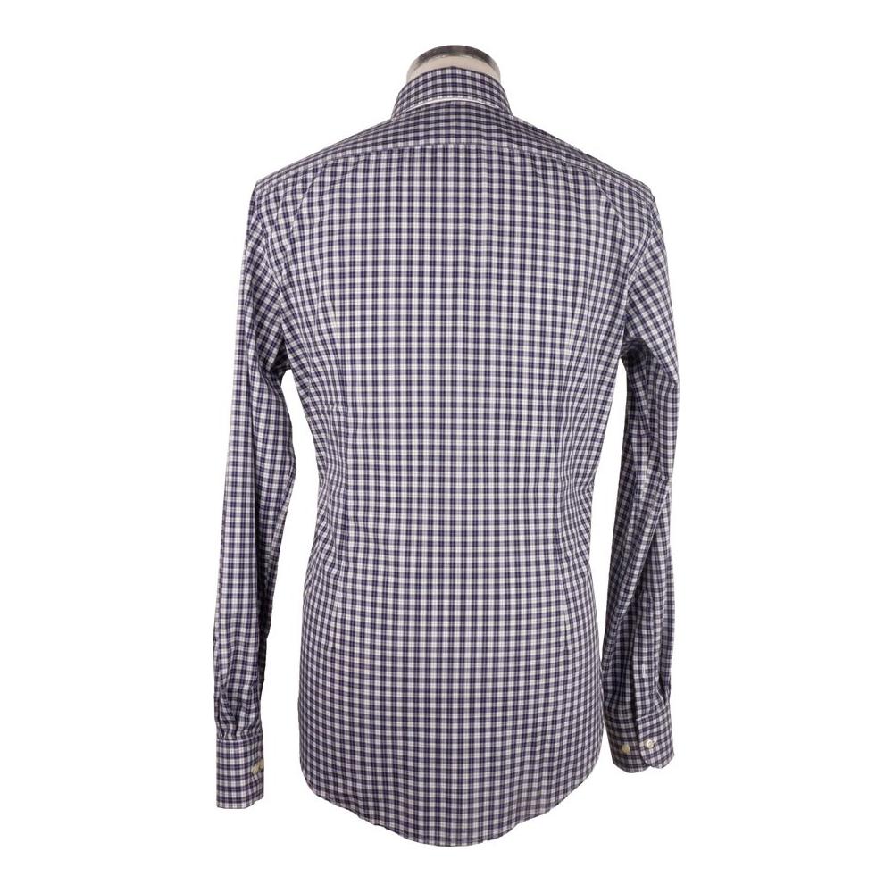 Made in Italy Elegant Milano Square-Patterned Cotton Shirt Made in Italy