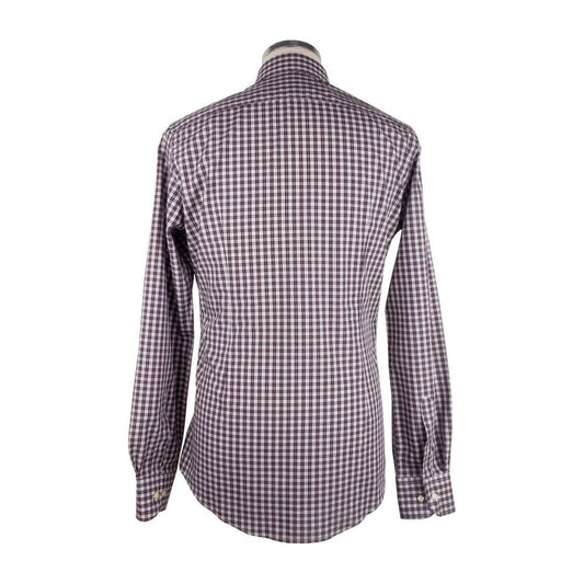 Made in Italy Elegant Red Checkered Milano Cotton Shirt Made in Italy