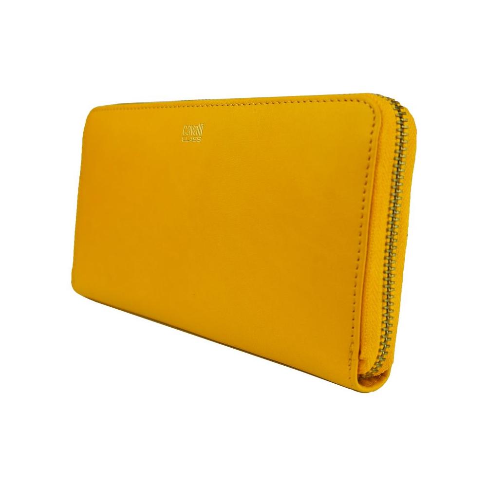 Cavalli Class Elegant Calfskin Leather Wallet in Vibrant Yellow Cavalli Class