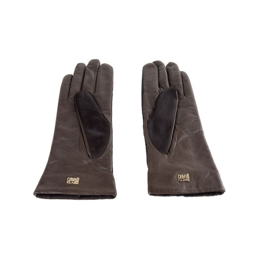 Cavalli Class Brown Lambskin Women Glove Cavalli Class