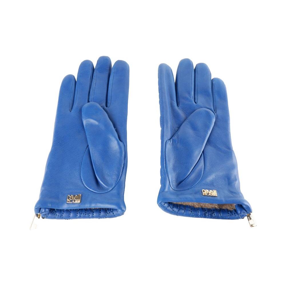 Cavalli Class Elegant Lambskin Leather Gloves in Captivating Blue Cavalli Class