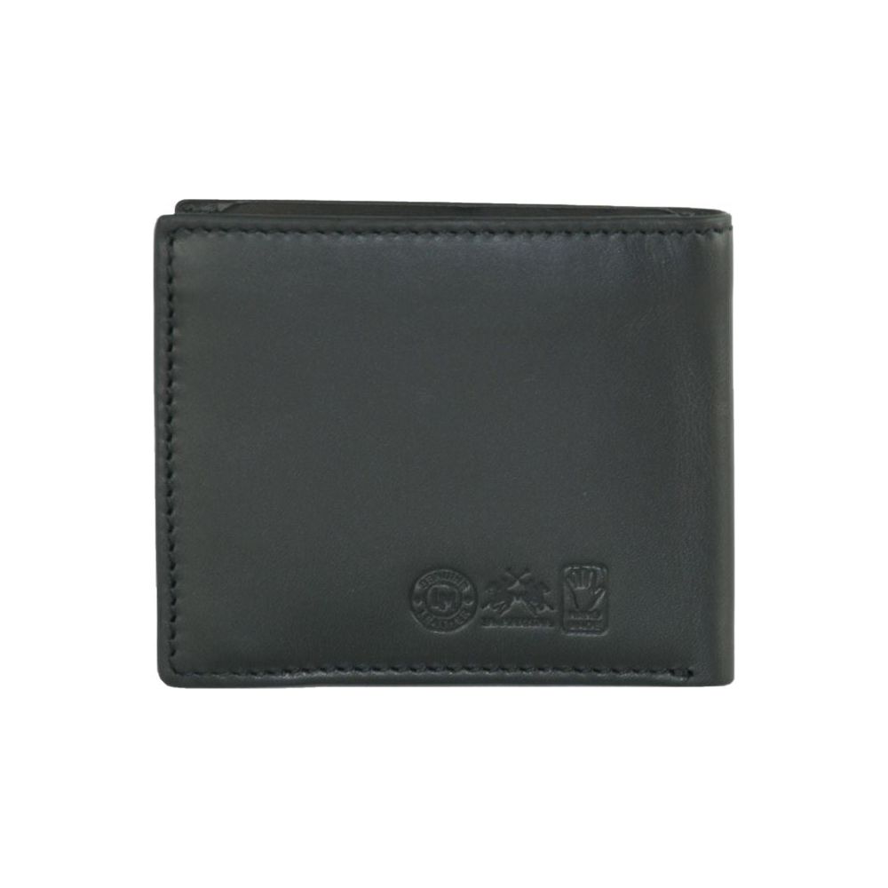 La Martina Elegant Black Leather Wallet MAN WALLETS La Martina