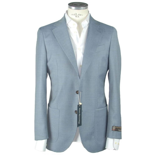 Emilio Romanelli Light Blue Wool Men Blazer Emilio Romanelli