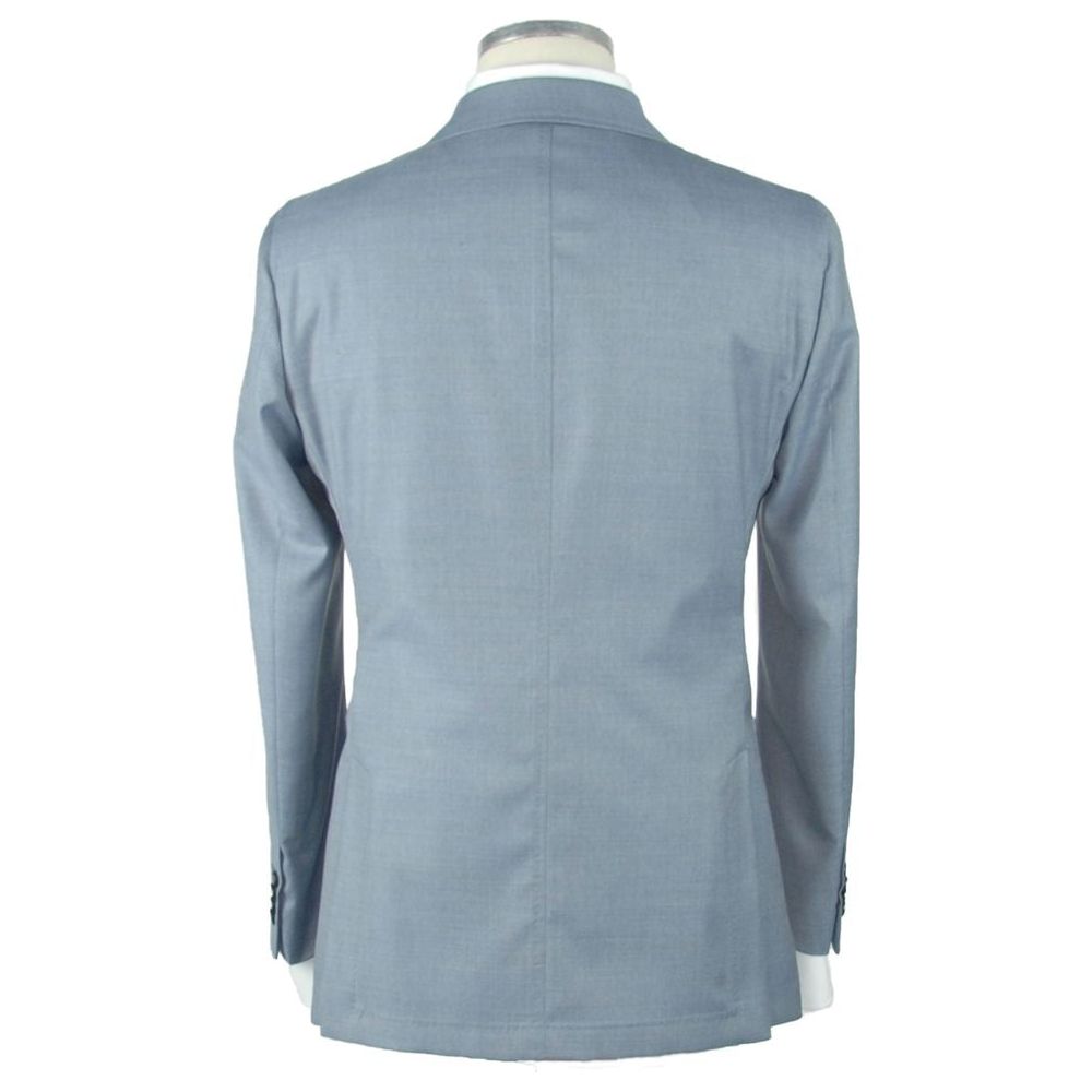 Emilio Romanelli Elegant Slim Light Blue Wool Blazer Emilio Romanelli