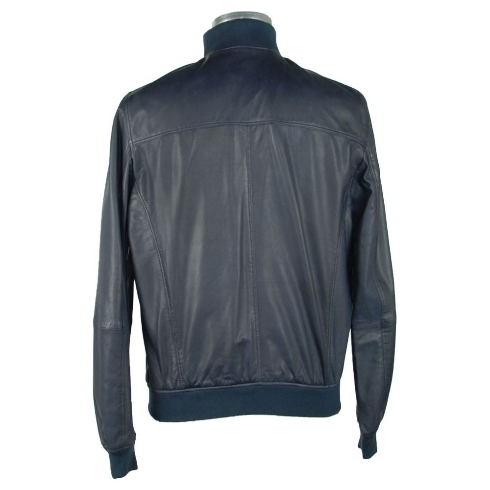 Emilio Romanelli Sapphire Leather Elegance Jacket Emilio Romanelli