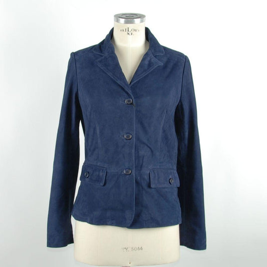 Emilio Romanelli Blue Leather Women Jacket Emilio Romanelli