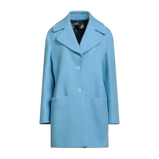 Love Moschino Elegant Light Blue Wool Coat Love Moschino