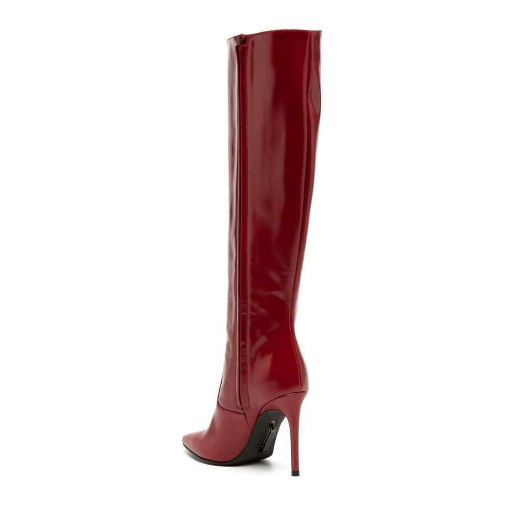 Off-White Chic Scarlet Patent Leather Stiletto Boots Off-White