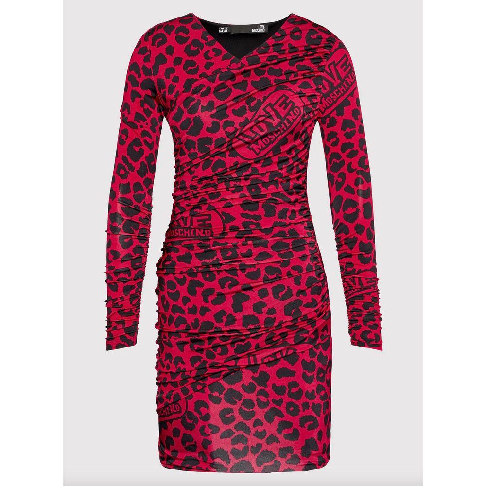 Love Moschino Chic Leopard Texture Dress in Pink and Black Love Moschino