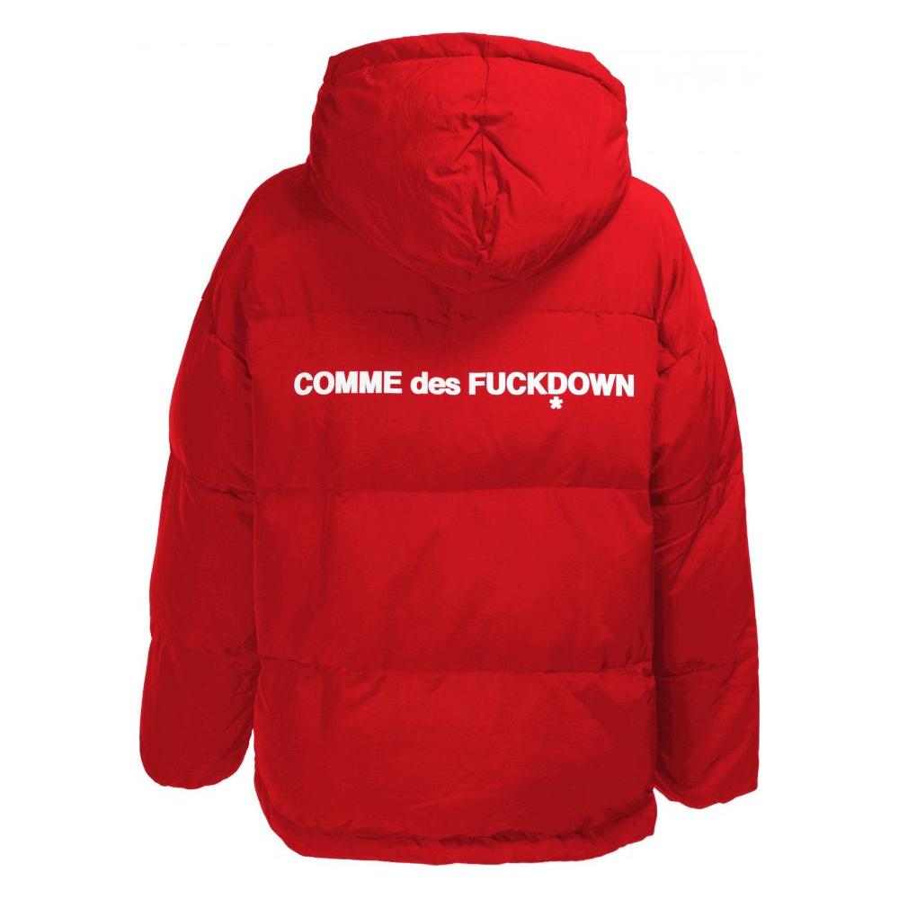 Comme Des Fuckdown Chic Pink Puffer Jacket with Iconic Logo Print Comme Des Fuckdown